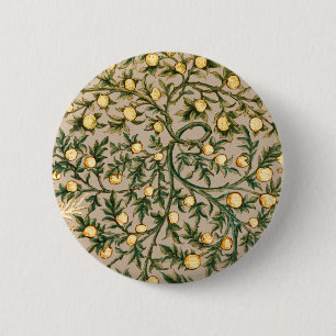 Badge Rond 5 Cm William Morris Fruit Floral Jardin Fleur Classique