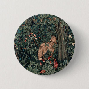 Badge Rond 5 Cm William Morris Greenery Fox Wildlife 