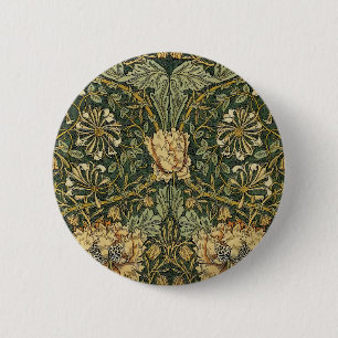 Badge Rond 5 Cm William Morris Honeysuckie Vert Jaune