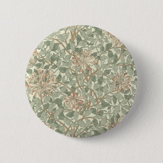Badge Rond 5 Cm William Morris Honeysuckle Vert Floral (Devant)