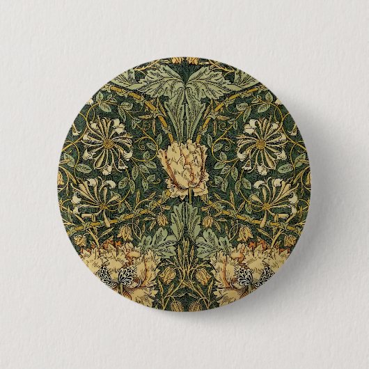 Badge Rond 5 Cm William Morris Honeysuckle Vert Floral (Devant)
