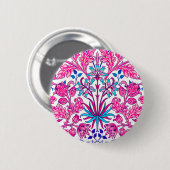 Badge Rond 5 Cm William Morris Hyacinth Imprimer, rose Fuchsia (Devant & derrière)