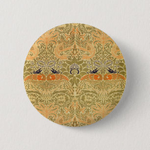 Badge Rond 5 Cm William Morris Peacock & Dragon Arts & Artisanat