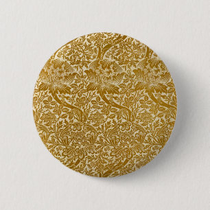 Badge Rond 5 Cm William Morris Rose & Chardon Floral Doré