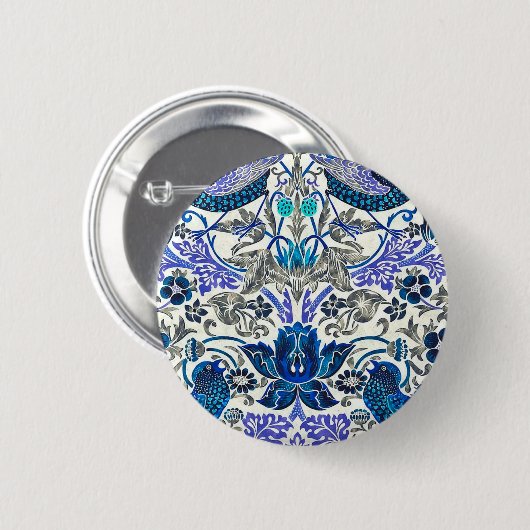 Badge Rond 5 Cm William Morris Strawberry Thief - Inverti (Devant & derrière)