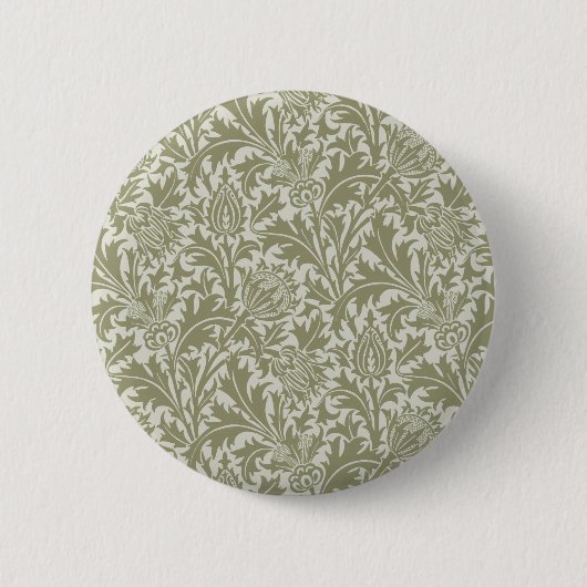 Badge Rond 5 Cm William Morris Thistle Sage Green Motif (Devant)
