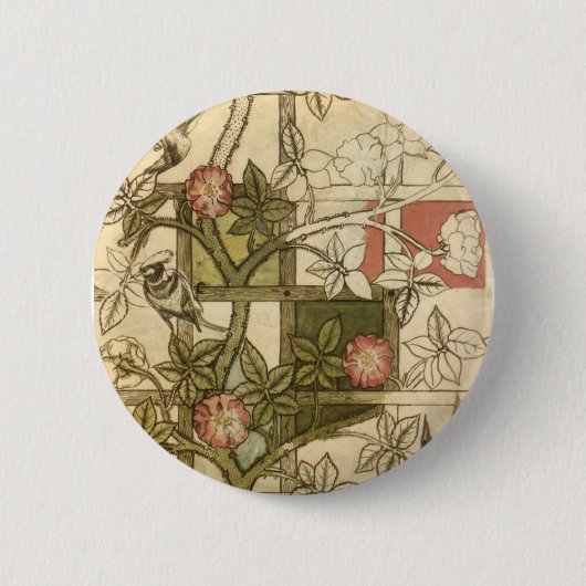 Badge Rond 5 Cm William Morris - Trellis (Devant)