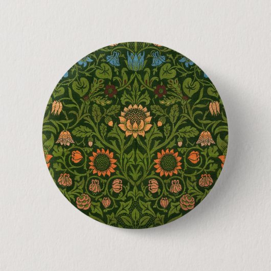 Badge Rond 5 Cm William Morris Violet et Columbine Art Rug (Devant)