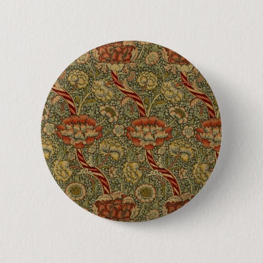 Badge Rond 5 Cm William Morris Wandle Anglais Floral Damask Design (Devant)