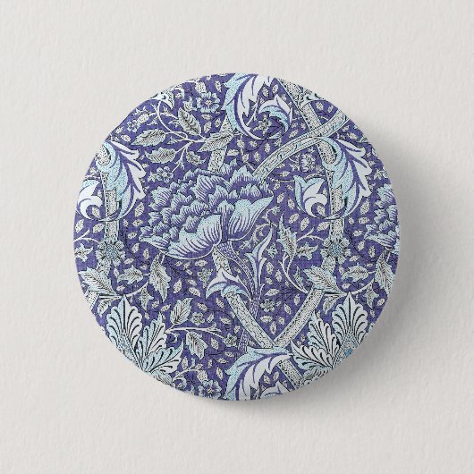 Badge Rond 5 Cm William Morris Windrush fleurs bleues (Devant)