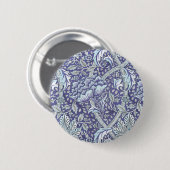 Badge Rond 5 Cm William Morris Windrush fleurs bleues (Devant & derrière)