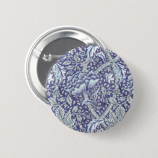 Badge Rond 5 Cm William Morris Windrush fleurs bleues (Devant & derrière)