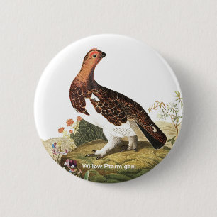 Badge Rond 5 Cm Willow Ptarmigan par John James Audubon Birder Bir