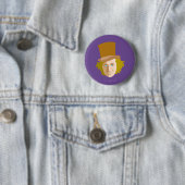 Badge Rond 5 Cm Willy Wonka Stenciled Face Graphic (En situation)