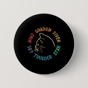 Badge Rond 5 Cm Wind Shind River Star Thunder Sky Cat Feline Pull