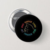 Badge Rond 5 Cm Wind Shind River Star Thunder Sky Cat Feline Pull (Devant & derrière)