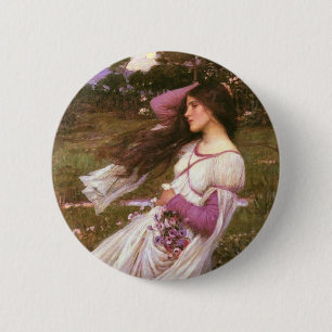 Badge Rond 5 Cm Windflowers par John William Waterhouse 