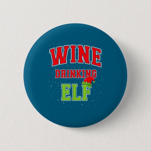 Badge Rond 5 Cm Wine Drinking Elf Christmas Family Matching Group  (Devant)
