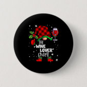 Badge Rond 5 Cm Wine Lover Gnome Red Buffalo Plaid Matching Family (Devant)