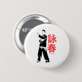 Badge Rond 5 Cm Wing Chun Martial Arts Kung Fu (Devant & derrière)