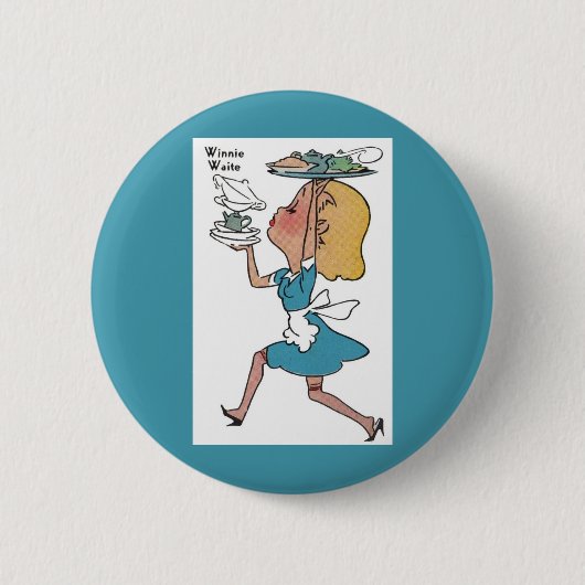 Badge Rond 5 Cm Winnie Waite la serveuse occupée (Devant)