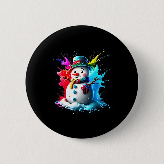 Badge Rond 5 Cm Winter And Snow Christmas A Coloured Snowman (Devant)