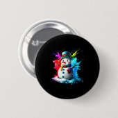 Badge Rond 5 Cm Winter And Snow Christmas A Coloured Snowman (Devant & derrière)
