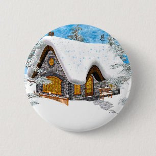 Badge Rond 5 Cm Winter cottage