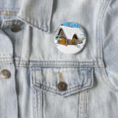 Badge Rond 5 Cm Winter cottage (En situation)