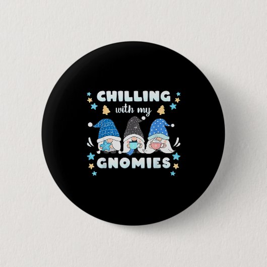 Badge Rond 5 Cm Winter, Funny Nordic Christmas Gnomes (Devant)