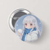 Badge Rond 5 Cm Winter Girl Button  (Devant & derrière)