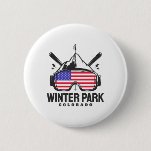 Badge Rond 5 Cm Winter Park Colorado Usa Ski Ski rétro