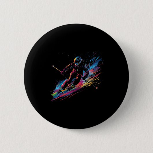 Badge Rond 5 Cm Wintersports Alpine Paint Splash Skier Snow Ski Gi (Devant)
