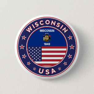 Badge Rond 5 Cm Wisconsin