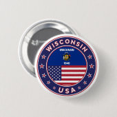 Badge Rond 5 Cm Wisconsin (Devant & derrière)