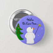 Badge Rond 5 Cm Wish Maker Snowman (Devant & derrière)