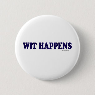 Badge Rond 5 Cm Wit Happy