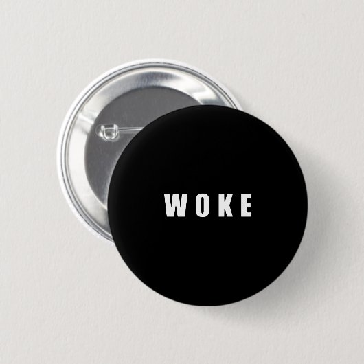 BADGE ROND 5 CM "WOKE" (SOMBRE) (Devant & derrière)