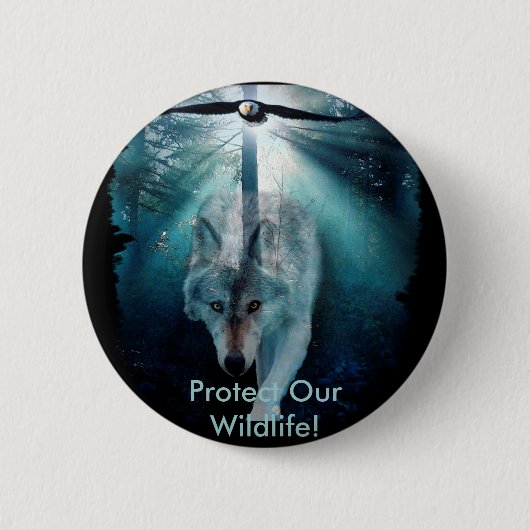Badge Rond 5 Cm WOLF & EAGLE Wildlife Series (Devant)