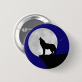 Badge Rond 5 Cm Wolf Howling à la Lune (Devant & derrière)