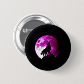 Badge Rond 5 Cm Wolf Howling à Moon (Devant & derrière)
