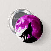Badge Rond 5 Cm Wolf Howling à Moon (Devant & derrière)