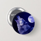 Badge Rond 5 Cm Wolf Howling à Moon (Devant & derrière)