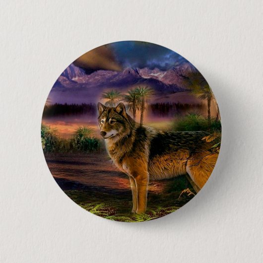 Badge Rond 5 Cm Wolf hunting (Devant)