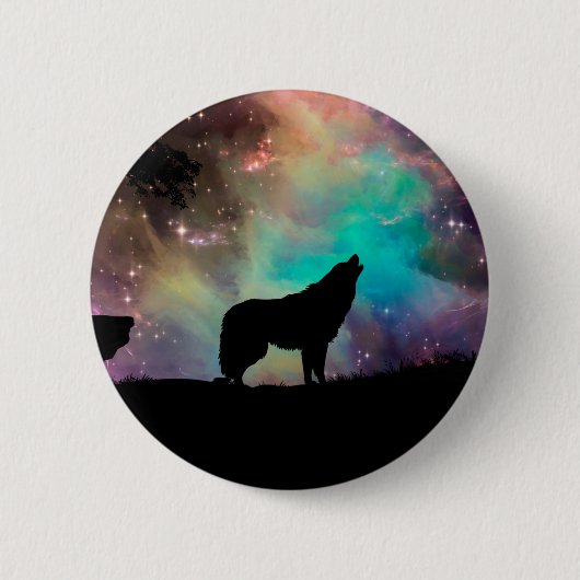 Badge Rond 5 Cm Wolf hurle à l'univers (Devant)