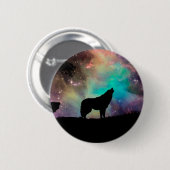 Badge Rond 5 Cm Wolf hurle à l'univers (Devant & derrière)