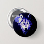 Badge Rond 5 Cm Wolf & Lune noir nuit Collage (Devant & derrière)
