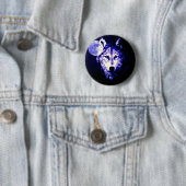 Badge Rond 5 Cm Wolf & Lune noir nuit Collage (En situation)