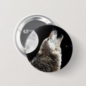 Badge Rond 5 Cm Wolf & Moon (Devant & derrière)