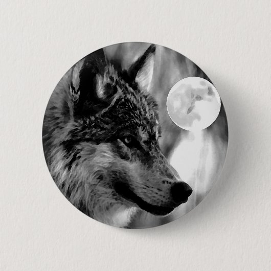 Badge Rond 5 Cm Wolf & Moon (Devant)